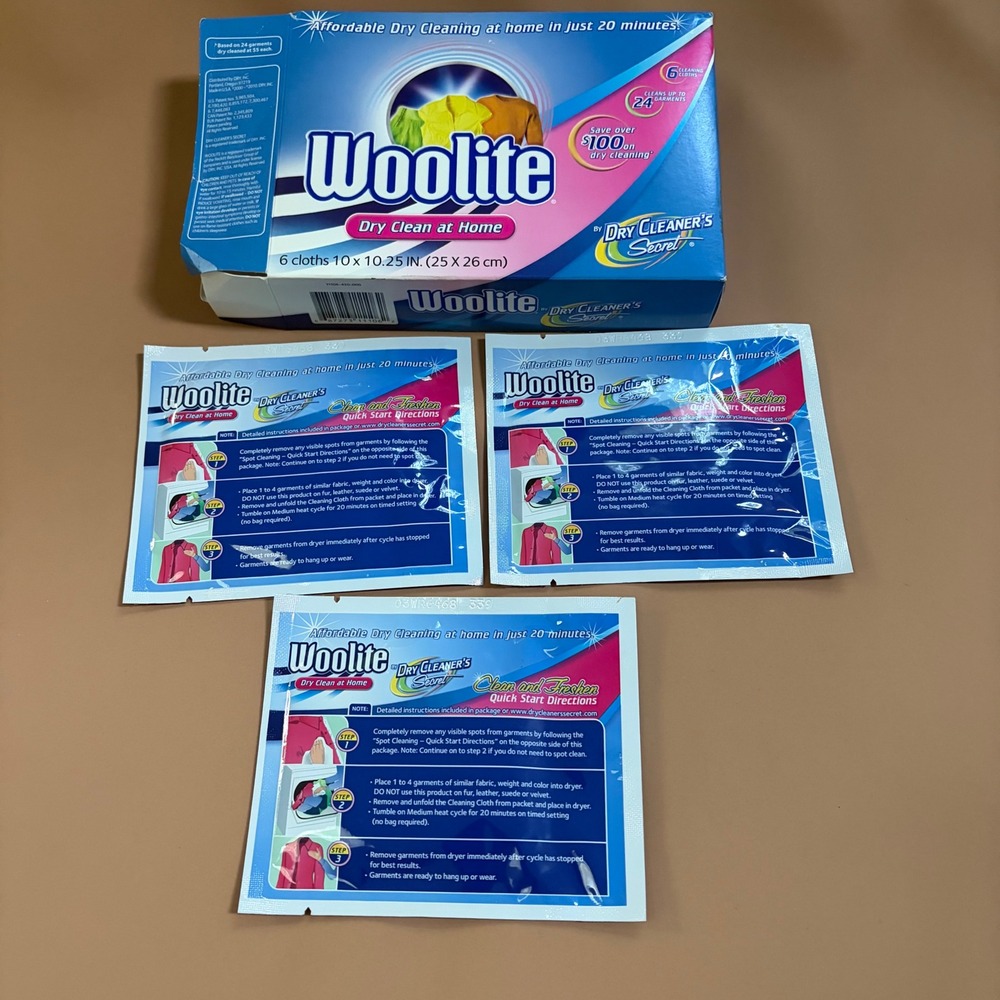 Woolite Dry Clean at Home Dry Cleaners Secret 3 Packets In-Dryer Refresh Refills